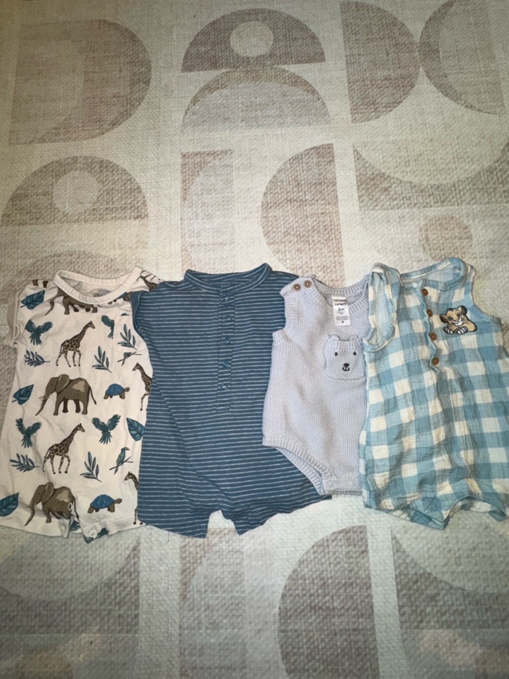 Carter's Little Planet & Disney Blue & White Baby Romper Bundle